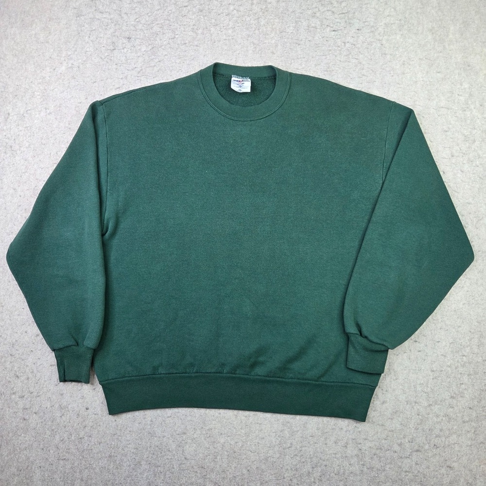 Vintage Jerzees Sweatshirt Mens XL Green Pullover Crew Neck Made in USA